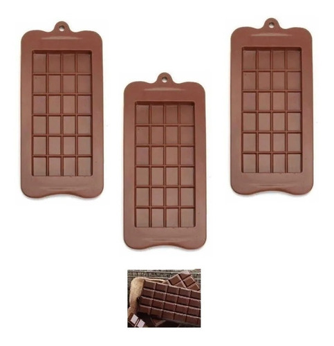 Pack X3 Moldes De Chocolate Barra De Chocolate Silicona
