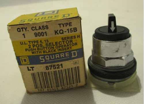 New Square D 9001-kq-15b 2 Position Selector Switch Oper Vvz