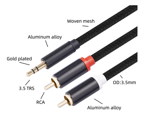 Rca A 3,5 Mm Auricular Altavoz Y Splitter 1,8 Millones
