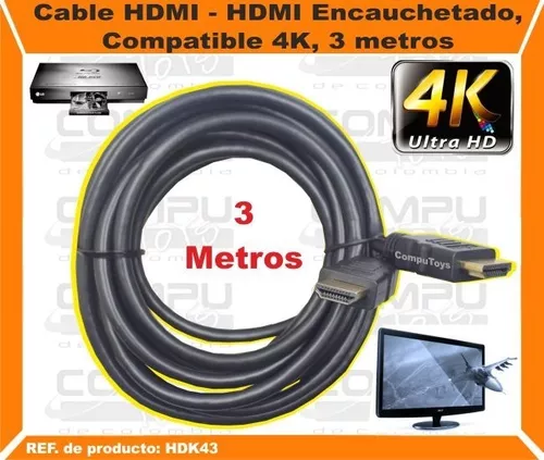 Cable Hdmi De 3 Metros Plano Ref: Hdm03p Computoys Sas