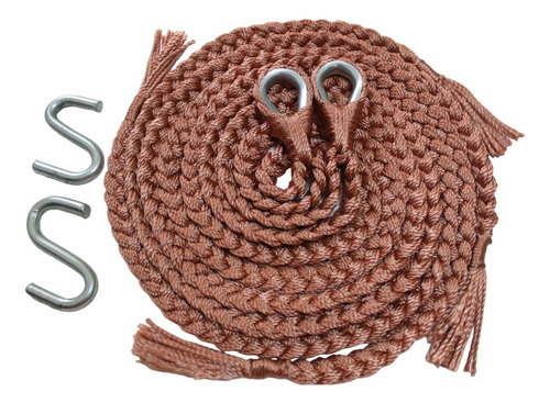 Soga Cuerda Para Hamaca Incluye Par De S Metalica Negra Color Rosa Marron Color