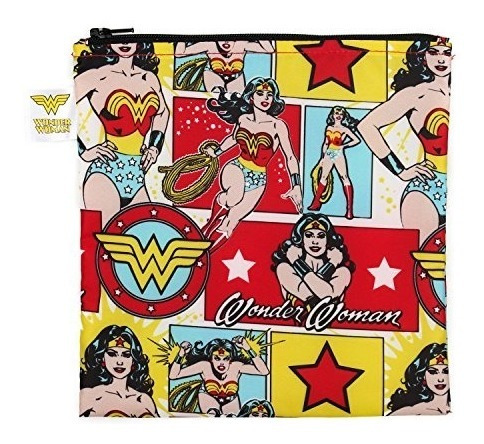 Bumkins Dc Comics Reutilizable Snack Bag Large, Wonder Woman