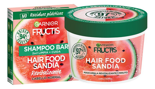  Shampoo Bar + Mascarilla Garnier Fructis Hair Food Sandia