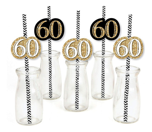 Adulto 60 Cumpleaños - Oro - Decoración De Pajita De ...