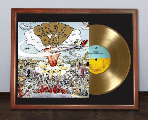 Green Day Dookie Tapa Lp  Y Disco Oro En Cuadro Para Colgar