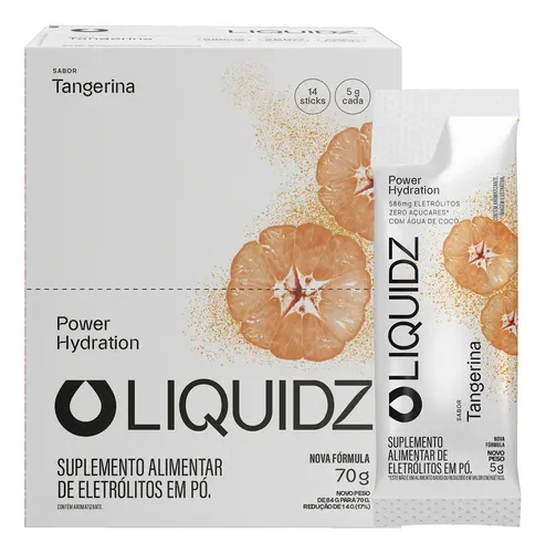 LIQUIDZ Eletrólitos Zero Açúcares Sabor Tangerina Kit 1 Caixa 14 sachês