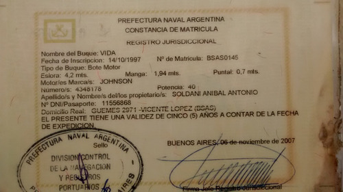 Imagen 6 de 15 de Semirrigido Casi Nuevo Con Johnson 40