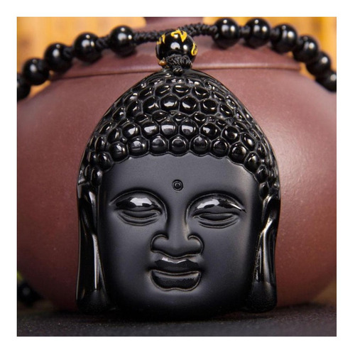 Imagen 7 de 10 de Collar De Obsidiana Cabeza De Buda