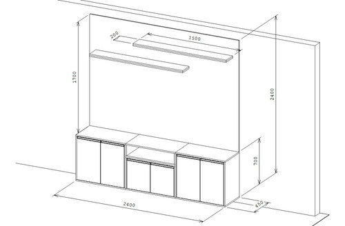 Imagen 5 de 5 de Rack Panel Tv Melamina Premium Minimalista
