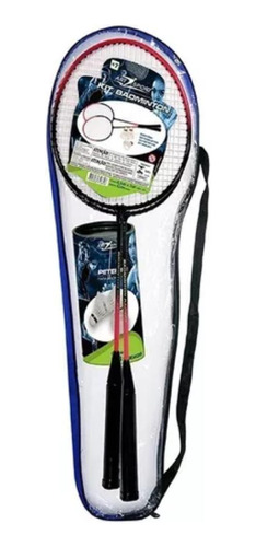 Kit Badminton 2 Raquetes + 3 Petecas Com Bolsa Completo