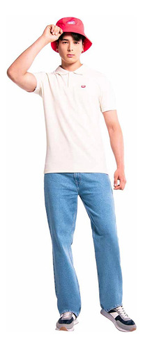 Jeans Oggi Hombre Relaxed Azul Claro Mezclilla Confort