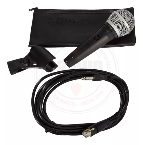 Micrófono Vocal Dinámico Cardioide Shure Con Cable XLR, Color Negro