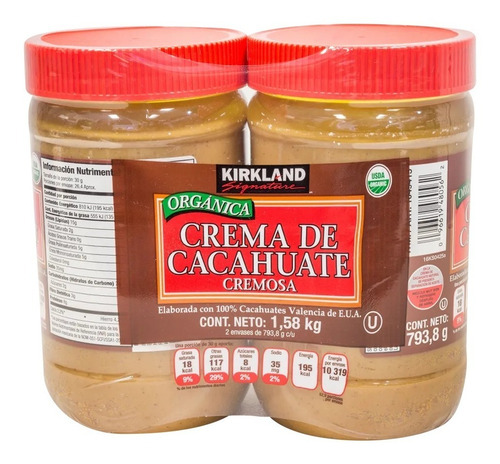 Kirkland Signature Crema De Cacahuate Orgánica 2 Pzas 793.8g