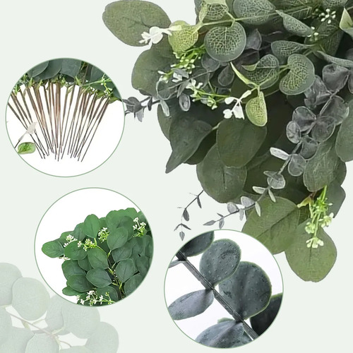30pzs Hojas De Eucalipto Planta Artificial 4 Tipos Para Ramo Ghhkud 4 tipos de hojas de eucalipto de dólar de plata, tallos de eucalipto de imitación para ramos de bricolaje, arreglos florales