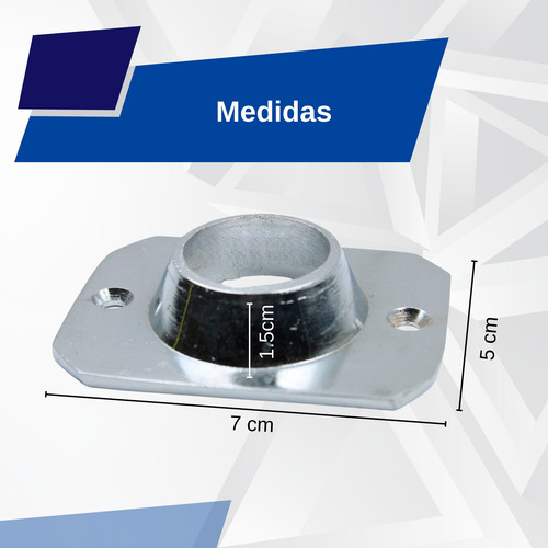 Brida Redonda Base Rectangular De 1 Inch. Cromo
