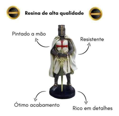 Estátua Medieval Cavaleiro Lança em Resina - Tenda Medieval