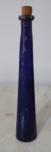 Botella Azulada Con Corcho (ideal P/ Solarizar Agua O Decó)
