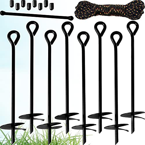 Ground Anchor Kit, Set Of 8 Earth Augers, 15  Long, 3  Wide