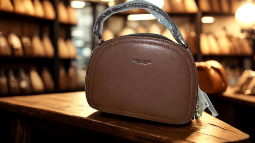 Bolsa Feminina Pavão De Ouro Marrom Com Alça Zíper Dourado