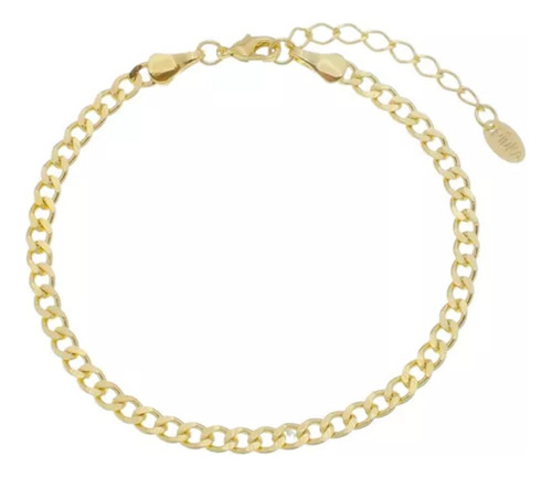 Pulseira Elos Groumet Lili Folheada A Ouro 18k Piuka Comprimento 15 Cm Cor Dourado Diâmetro 15 Cm