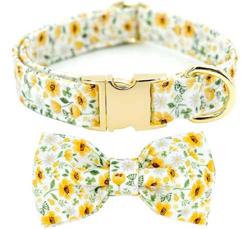 Collar Floral Para Perro Con Elegante Pajarita, Suave Y De