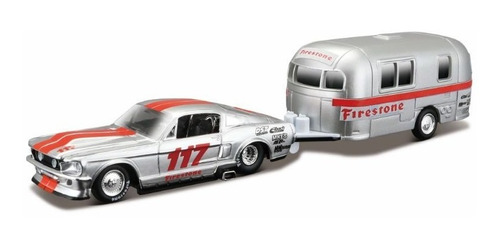 Ford Mustang Gt 1967 Camper Traile 1/64 Maisto Design Tow&go