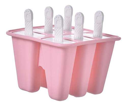Molde De Silicona Para Hacer Paletas De Hielo, 6 Celdas Rosa