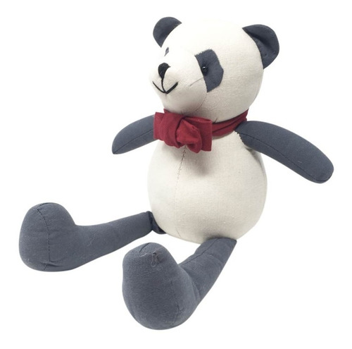 Oso Panda De Tela Con Moño Decoración Peluche Regalo Calidad