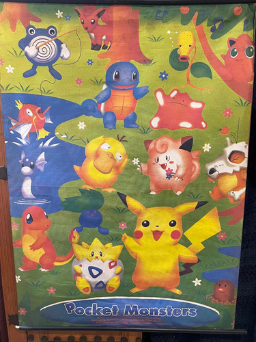 Pocket Monsters 1997 Silk Poster Vintage Japan Pokemon Art