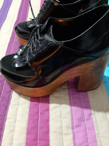 Zapatos Paruolo Sarkany Gamuza Y Charol Madera 39 Impecables