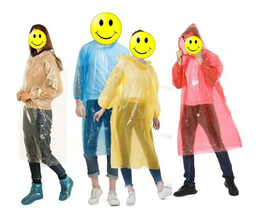 Paquete De 3 Impermeables Unisex Poncho De Lluvia Mayoreo