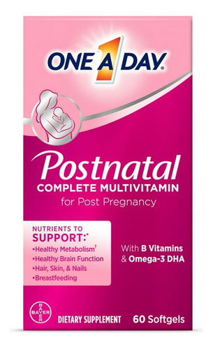 One A Day Postnatal Multivitamínico Bayer, 60 Softgels, Eeuu