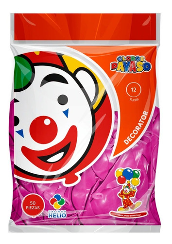 Globos Payaso 50 Piezas #12 Elige Color Para Fiesta Color Rosa fucsia