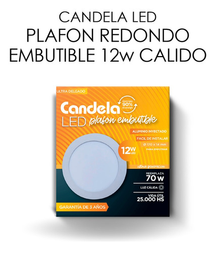 Imagen 4 de 7 de Panel Led De Embutir Redondo 12w