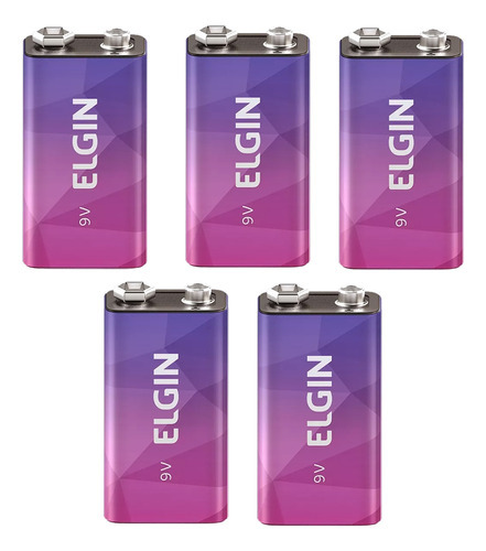 Bateria Recarregável 9v 250 Mah Elgin 5 Unidades