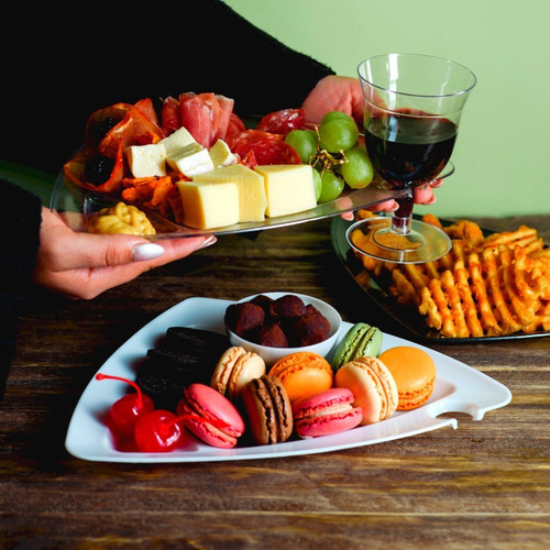 Plato Triangulo Fiesta Para Postres Comida Catering 20 Pzas