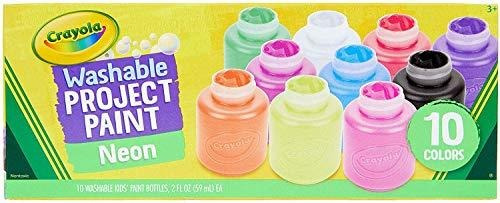 Washable Kids Paint, 10 Neon Paint Colors, 2oz Bottles, Gift