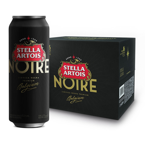 Imagen 1 de 1 de Cerveza Stella Artois Noire Schwarzbier negra lata 473 mL 6 u