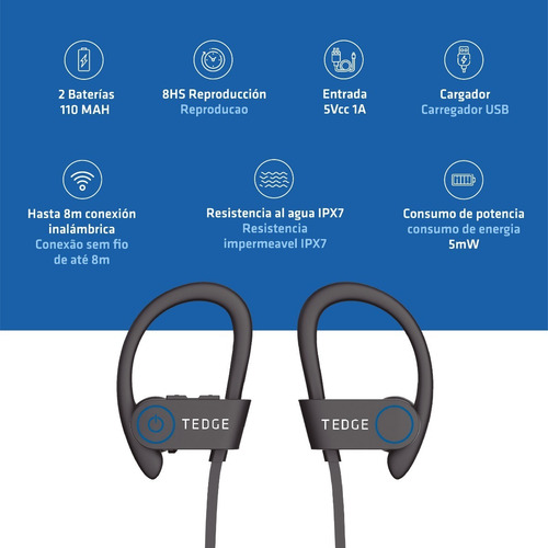 Audífonos Deportivos Inalambricos Bluetooth Tedge