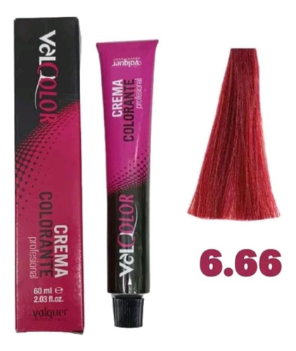 Tinte Valcolor 6.66 Rubio Oscuro Rojo Intenso De 60ml + Agua