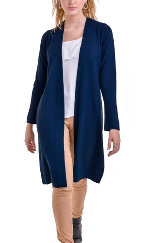 Imagen 1 de 3 de Saco Largo Spolverino Cardigan Sin Botones De Hilo