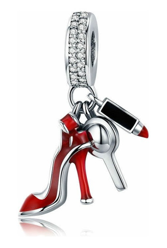 Charm Dije Colgante Tacon Alto Rojo Plata 925