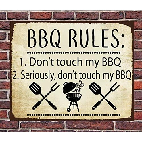 Cartel De Metal  Reglas De Parrilla Bbq, No Toques Mi P...