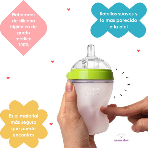 Biberón Comotomo 5 Onzas (150 Ml) Color Verde 1 Pieza