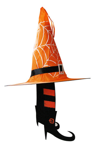 1 Sombrero Bruja Con Pies Luz Led Colores Halloween Fiesta Color Naranja