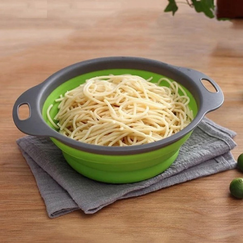 Imagen 4 de 10 de Colador Plegable Silicona Cocina Frutas Verduras Pastas