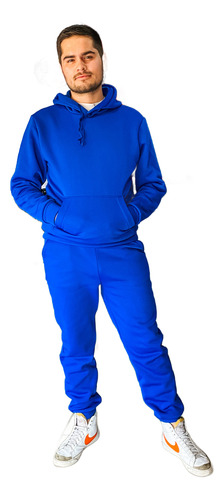 Conjunto Deportivo 1 Color Liso Sudadera Y Pants De Hombre