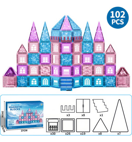 Blocos De Construção Magnéticos Zavanese Brinquedos 102 Peças
