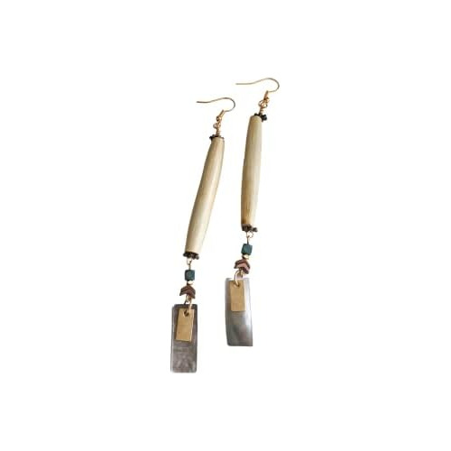 Pendientes Colgantes De Madera De Bambú Queen Boho Chi...