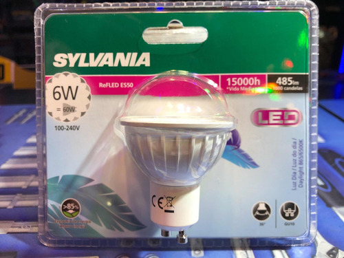 Lámpara Dicro Gu10 Sylvania 6w=60w Led 485 Lumens Fría